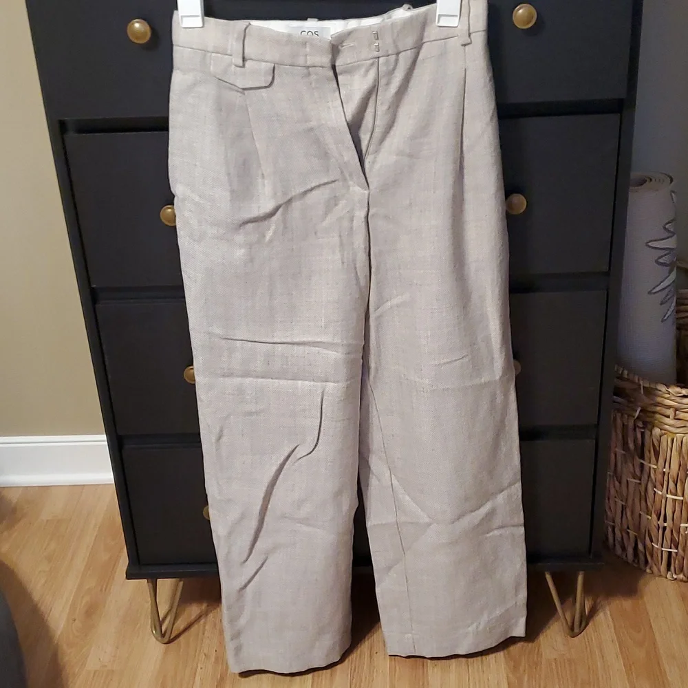 COS Beige Wide-Leg Linen wool Blend Pantsuit Pants